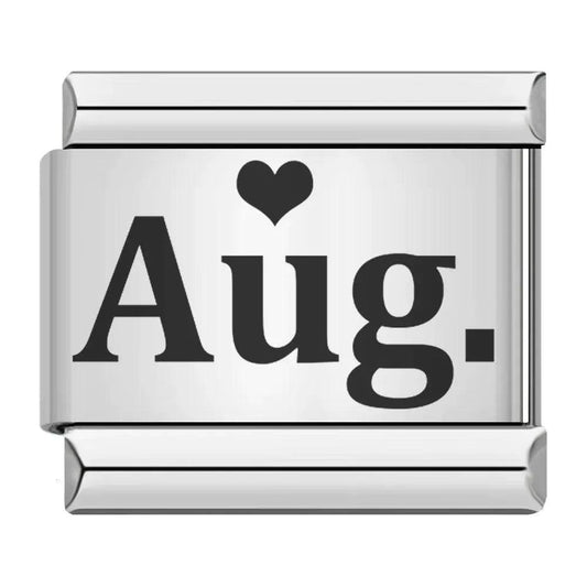August with Heart, on Silver - Charms Official