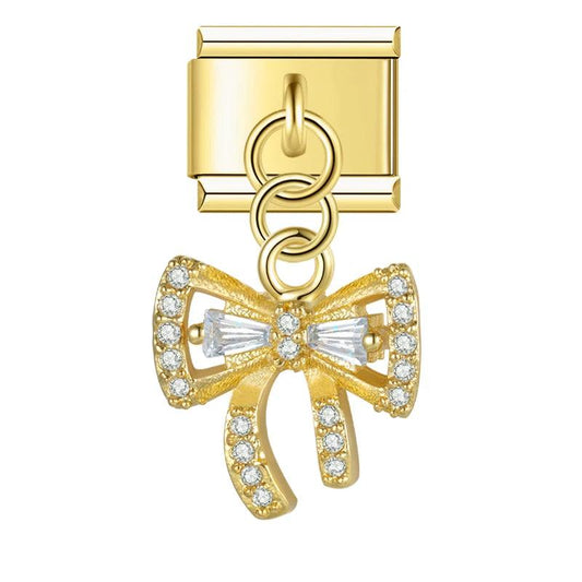 Gold Butterfly Knot with Stones, on Gold - Charms Official