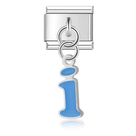 Letter I in Blue, on Silver - Charms Official