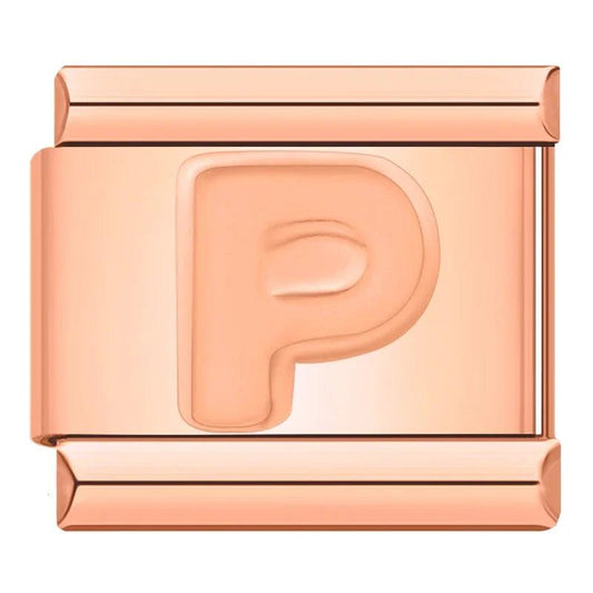 Letter P in Rose Gold, on Rose Gold - Charms Official