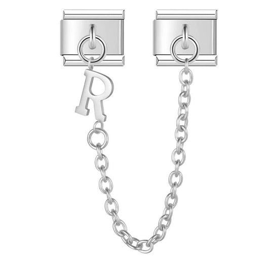 Letter R, Double Linked Charms, on Silver - Charms Official